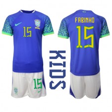 Brasil Fabinho #15 Bortedraktsett Barn VM 2022 Kortermet (+ korte bukser)